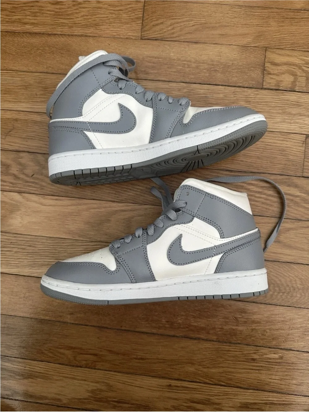 Nike Air Jordan Women's Mid-Top Sneakers in Gray and White